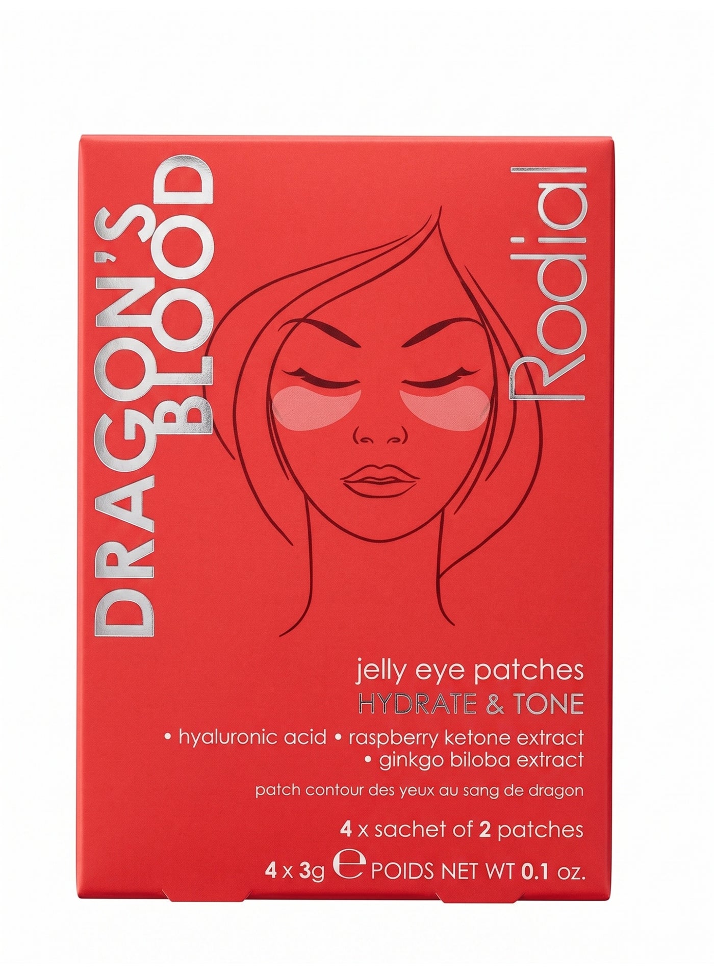 Rodial Dragon's Blood Eye Patches x 4 – Hydrating Recovery for Tired Eyes, Dragon's Blood & Arnica, Soothing Jelly for Dark Circle Relief 4 Pairs