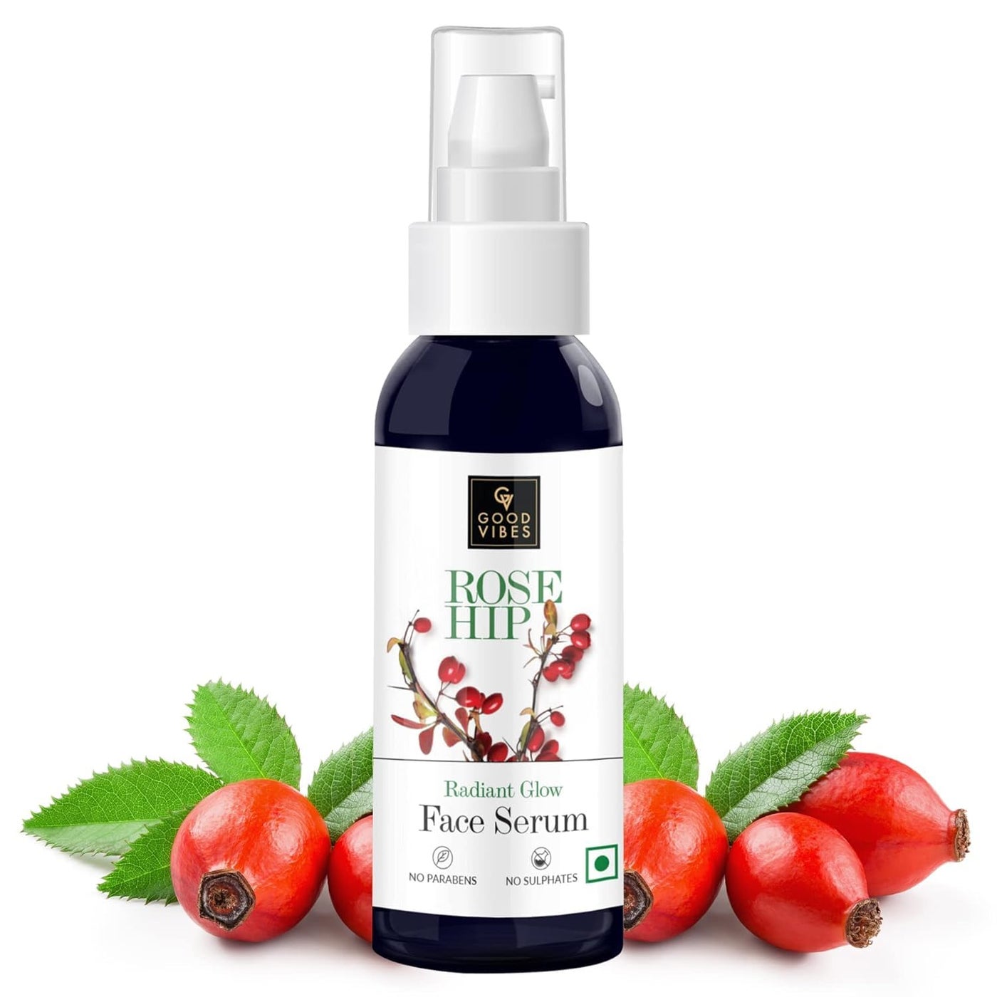Good Vibes Rosehip Face Serum | Hydrating & Nourishing Formula for Smooth, Even Skin | Rich in Antioxidants & Natural Oils | Lightweight, Non-Greasy | No Parabens or Sulphates | 1.01 Fl Oz (30ml)