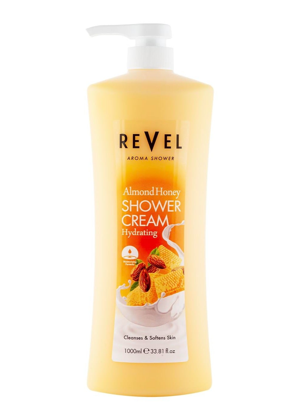Revel Skin Care Almond Honey Shower Cream For Men and Women 1000ml, Hydrating, Body Wash, Shower Gels, Cleansing