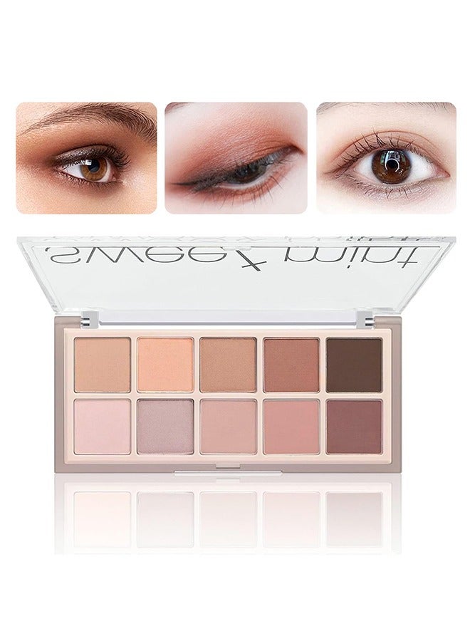 10 Colors Eyeshadow Palette,All Matte Eyeshadow Palette Makeup,Highly Pigmented Blendable Shades,Naturing-Looking,Waterproof Cool/Warm-toned Eyeshadow Makeup Palette,#05