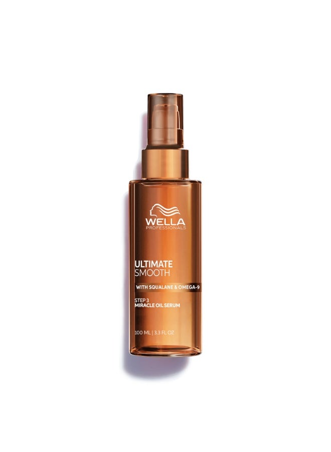 Wella Professionals ULTIMATE SMOOTH Miracle Oil Serum for Dry, Dull & Frizzy Hair, Nourishes, Smooths & Adds a Silky Shine, Color Safe, With Squalane & Omega 9, Heat Protectant, 100ml