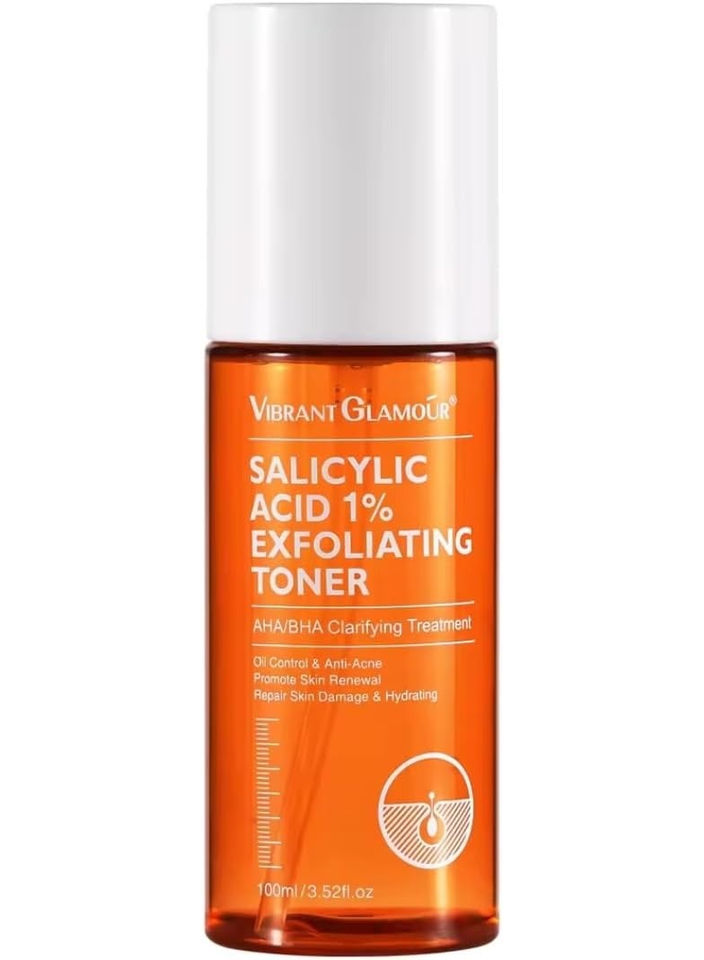 100ml Salicylic Acid 1% Exfoliating Toner Skin Perfecting 1% BHA AHA Liquid Exfoliant for Face Facial Exfoliant for Oil Control Anti Acne Skin Renewal Repair Damaged Skin and Hydrating Face Serum