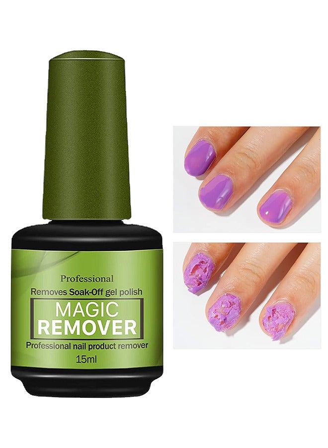 Gel Nail Polish Remover, Professional Nail Polish Magic Remover In 3 Mins Quickly Removes Soak Off Gel Polish UV Art Nail Lacquer 15ML