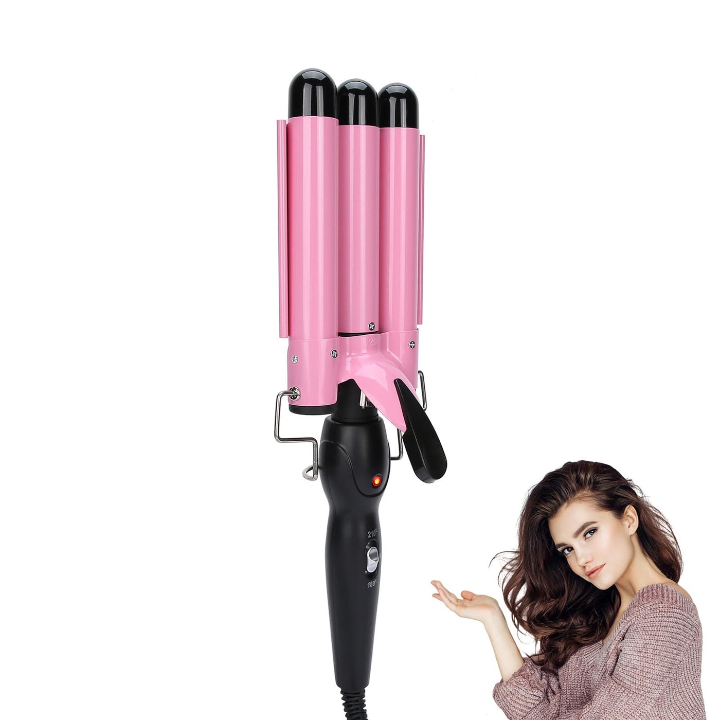 Vruping 3 Curling Iron, Beach Waver, Tourmaline Ceramic Shaft, 4 Sizes: 22mm, 25mm, 28mm, 32mm