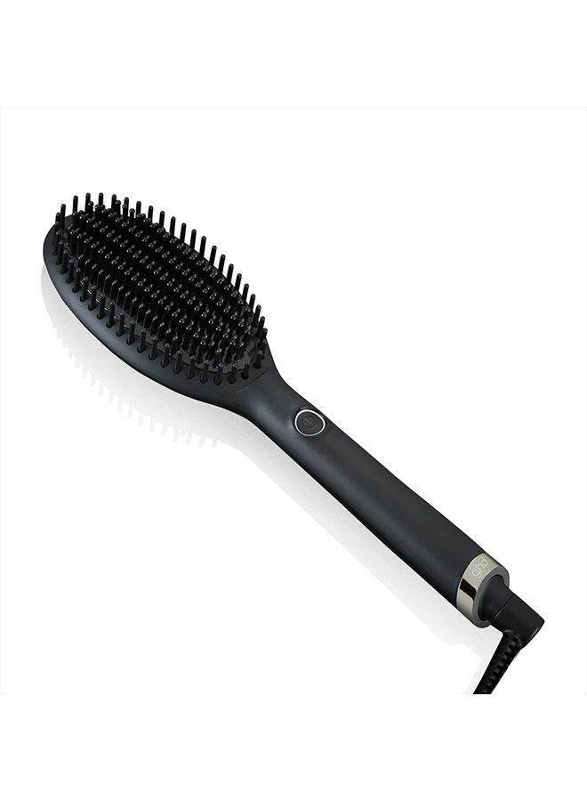 Glide Hot Air Hair Brush ― Professional Smoothing Blow Dryer, Ceramic Hair Straightener, Styler, and Blow Dry Brush ― Black