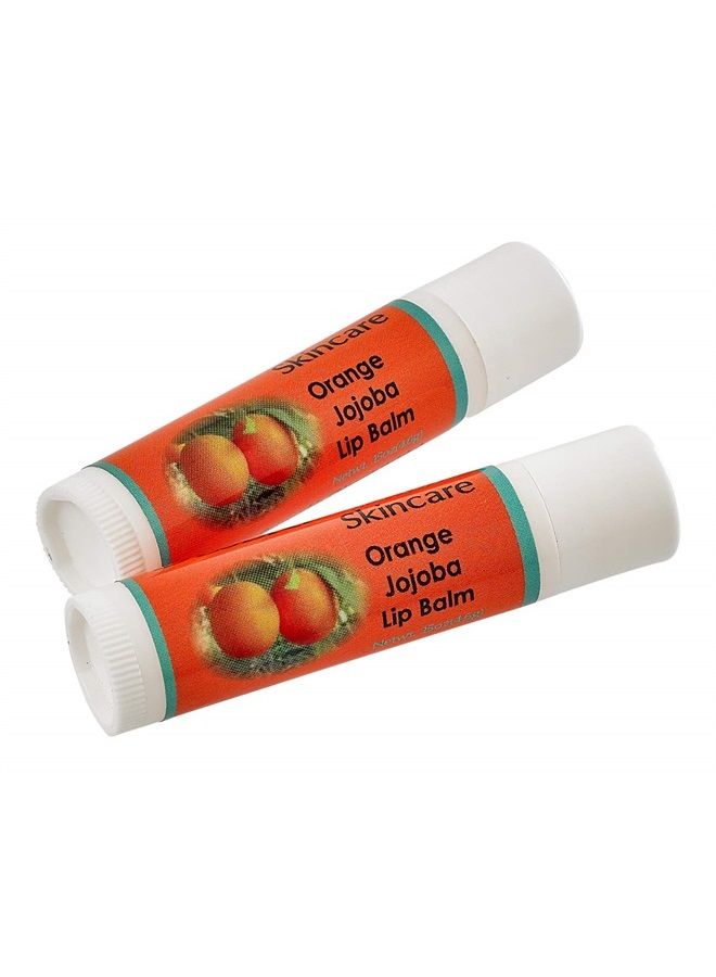 2 Pack Organic Orange Lip Balms with over 70% Jojoba Oil. 100% Natural with Beeswax. Naturally Moisturizing. By Desert Oasis Skincare (.15 oz/4.6 gm)