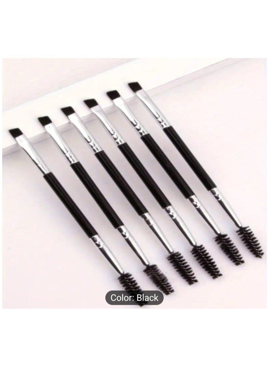 6 Pcs Large Version Eye Shadow Eyelash Brush Plastic Handle Double Head Eyelash Brush Spiral Eyebrow, Eyeliner Brush