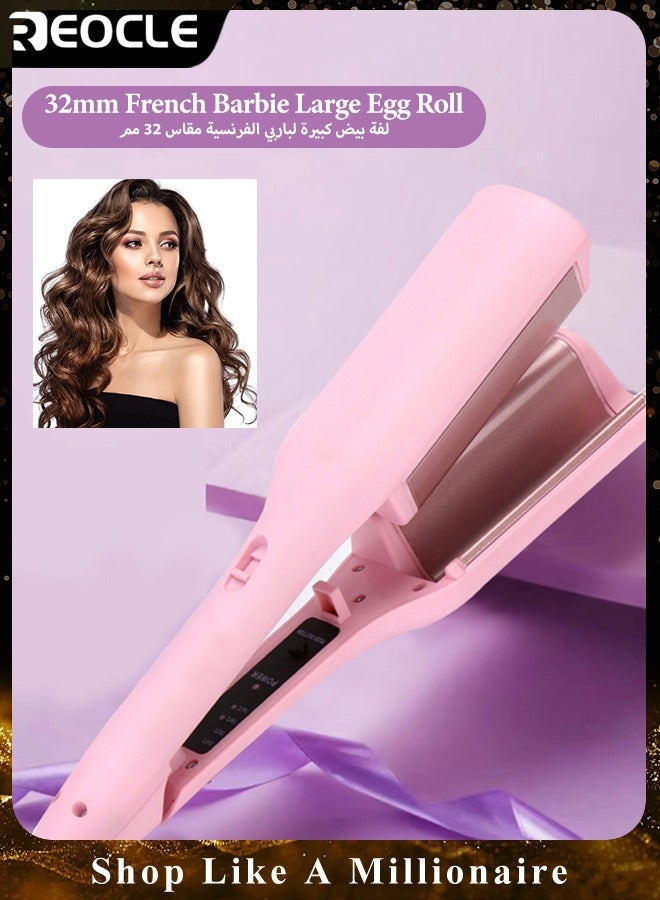 French Curling Irons Hair Curlers Set with 4 Heat Settings Instant Heat Up Dual Voltage Hair Curler for Hair Styling Pink