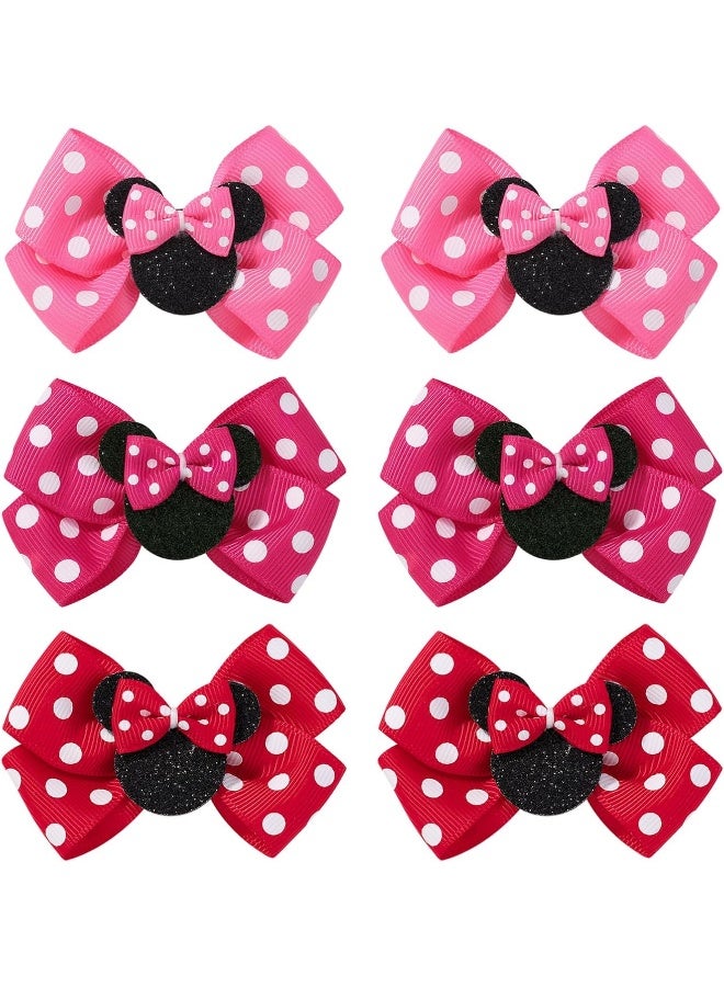 6PCS Mouse Ears Hair Clips, Cute 3 Inch Hair Accessories, Birthday Party Decoration for Baby Toddler Girls