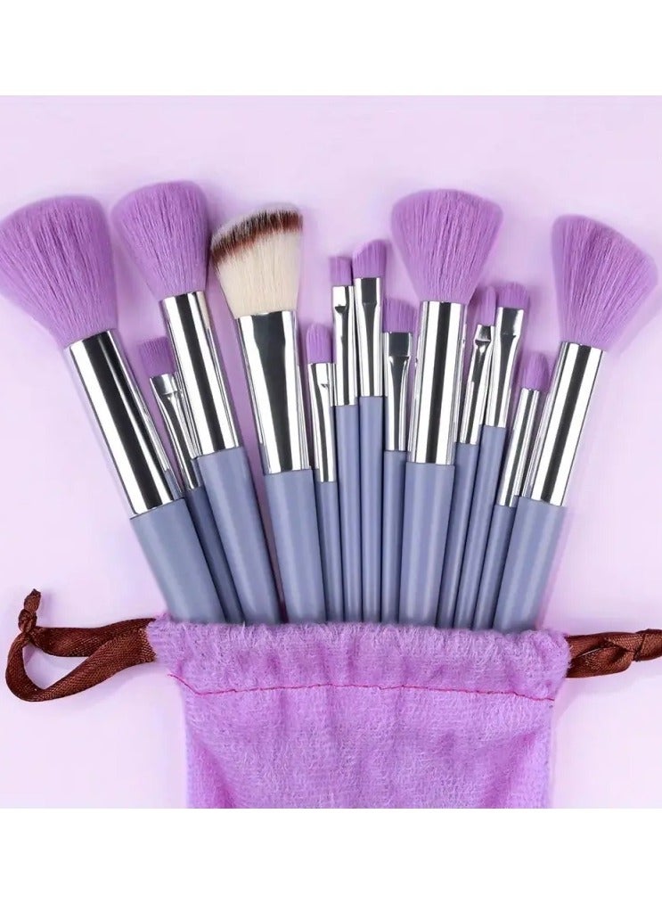 13 Pcs Makeup Brushes Soft Fluffy Prfessional Foundatiion Blush Powder Eyeshadow Kabuki Blending Make Up Brush Beauty Tools - Purple