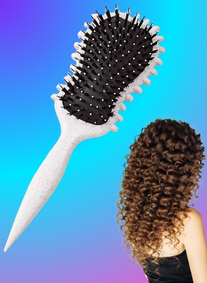 Curly Hairbrush Styling Hair Curling Comb Curly Hairbrush Best Curl Define Styling Brush with Prongs Bristle Hairbrush for Combing and Shaping Reduce Pulling and Curl Separation for Defined Curls
