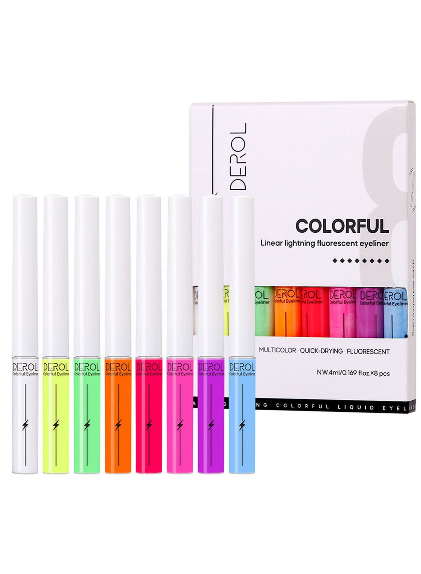 8 Pieces Liquid Eyeliner Long Lasting Waterproof Professional UV Makeup Colorful Eyeliners Set