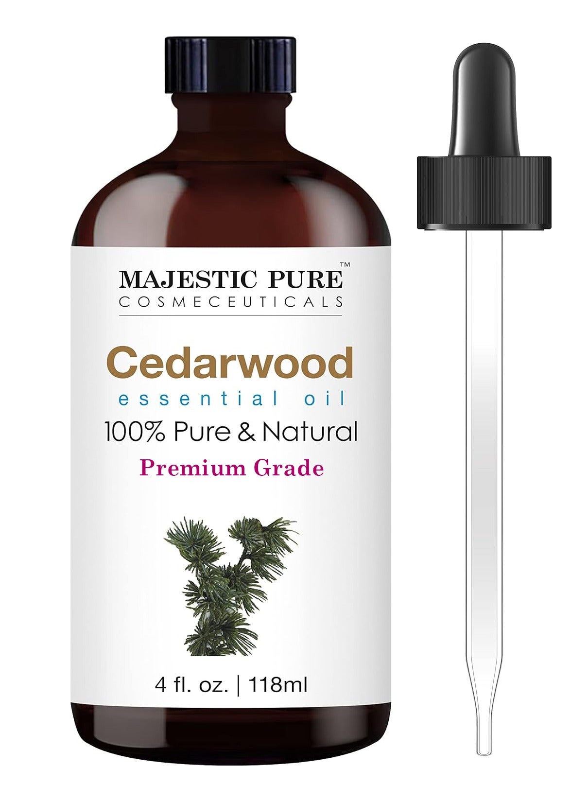 Cedarwood Essential Oil - 118 ml | 100% Pure and Natural | Premium Grade Essential Oils for Aromatherapy, Diffusers, Skin, Massage and Humidifiers |