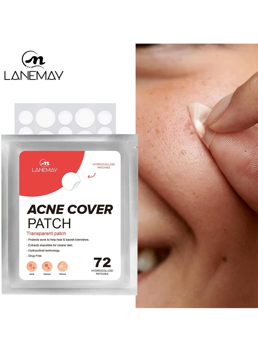 Acne Cover Patch Invisible Pimple Patch – Hydrocolloid Spot Concealer, Oil-Absorbing Fast-Healing Facial Patch for Blemishes
