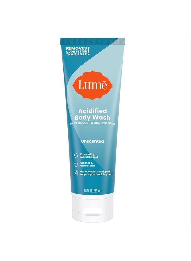 Acidified Body Wash - 24 Hour Odor Control - Removes Odor Better than Soap - Moisturizing Formula - Formulated Without SLS or Parabens - OB/GYN Developed - 8.5 ounce (Unscented)