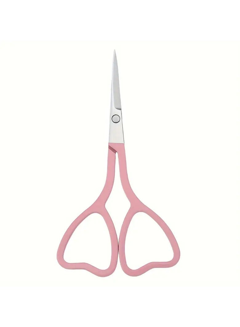 Love-Shaped Scissors: Stainless Steel with Pink And Black Handles - Perfect for Eyebrow Trimming And Eyelash Care