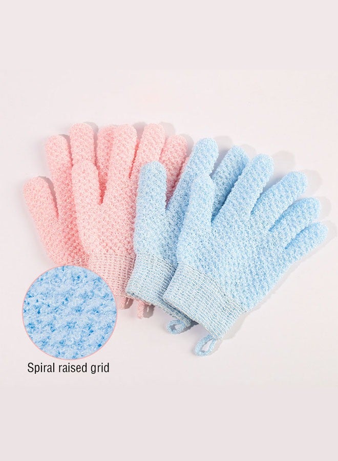 4 Pieces Exfoliating Gloves (2 Pieces Pink and 2 Pieces Blue), High Quality Exfoliating Gloves for Face Washing, Bathing, Spa, Massage, Body Scrub, Exfoliating Scrub, Remove Dead Skin