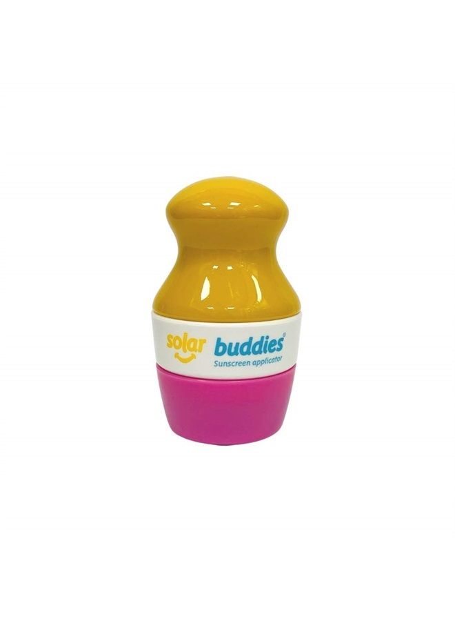 Single Pink Solar Buddies Refillable Roll On Sponge Applicator For Kids, Adults, Families, Travel Size Holds 100ml Travel Friendly for Sunscreen, Suncream and Lotions (Pink)