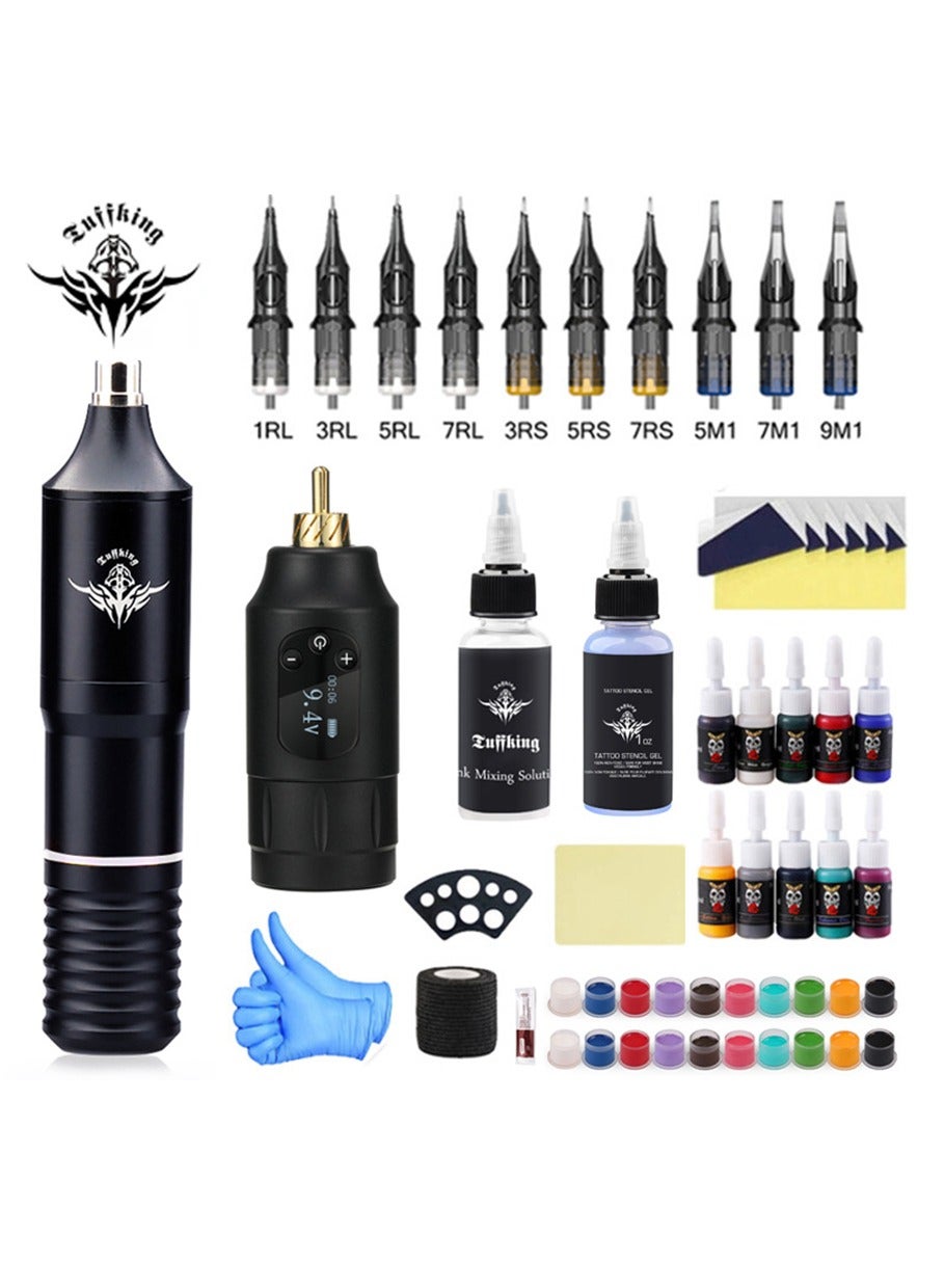Rotary Tattoo Pen Style Machine Kit Tattoo Pen Kit Tattoo Machine for Beginners Tattoo Supplies Black