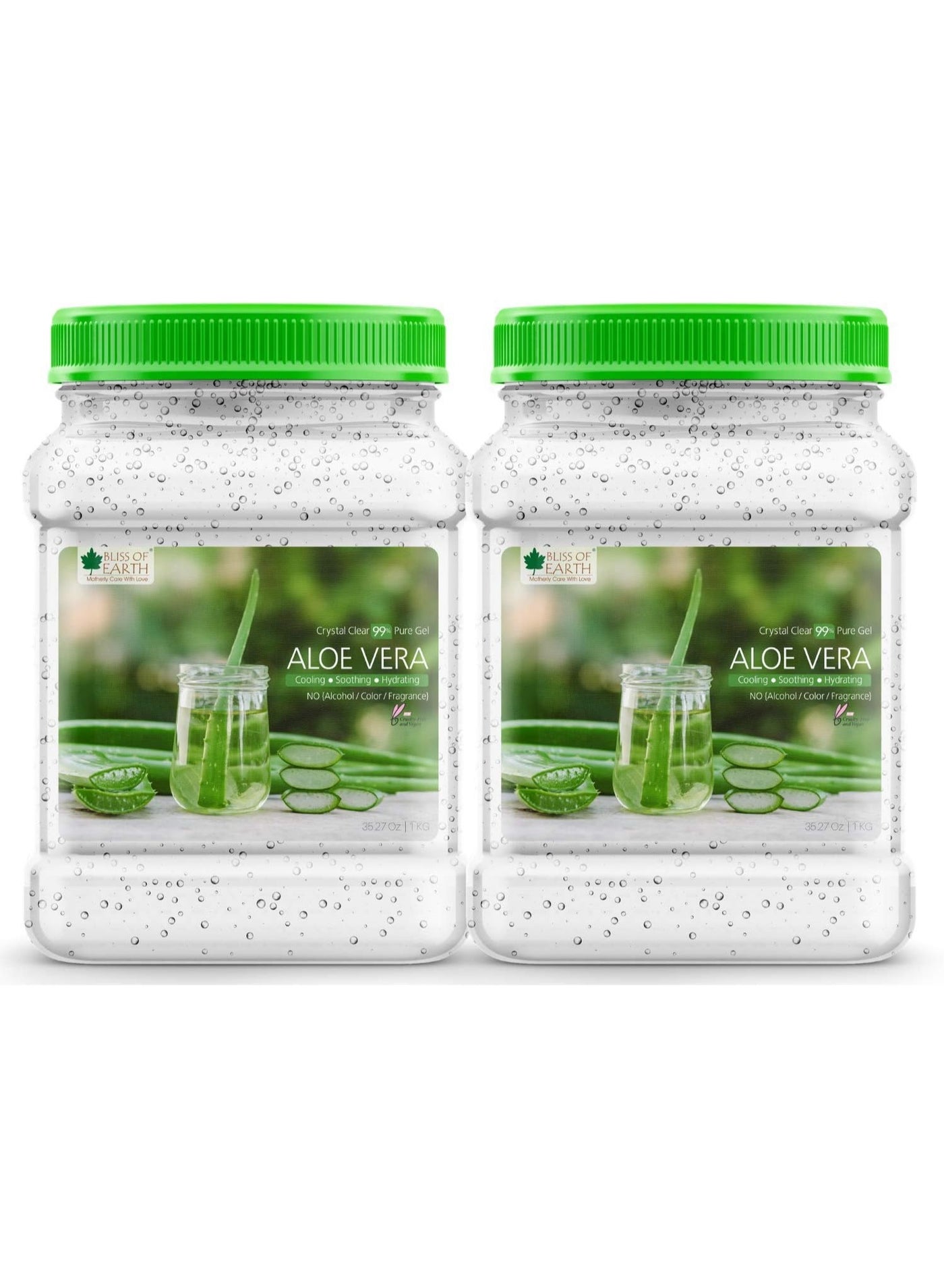 99% Pure Crystal Clear Aloe Vera Gel For Face and Hair Acne and Pimples Paraben Free 1kg Pack of 2