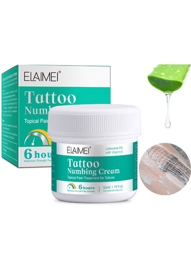Tattoo Numbing Cream Before Tattoo, Numbing Cream for Tattoos with Aloe Vera, Vitamin E, Lecithin（50ml）