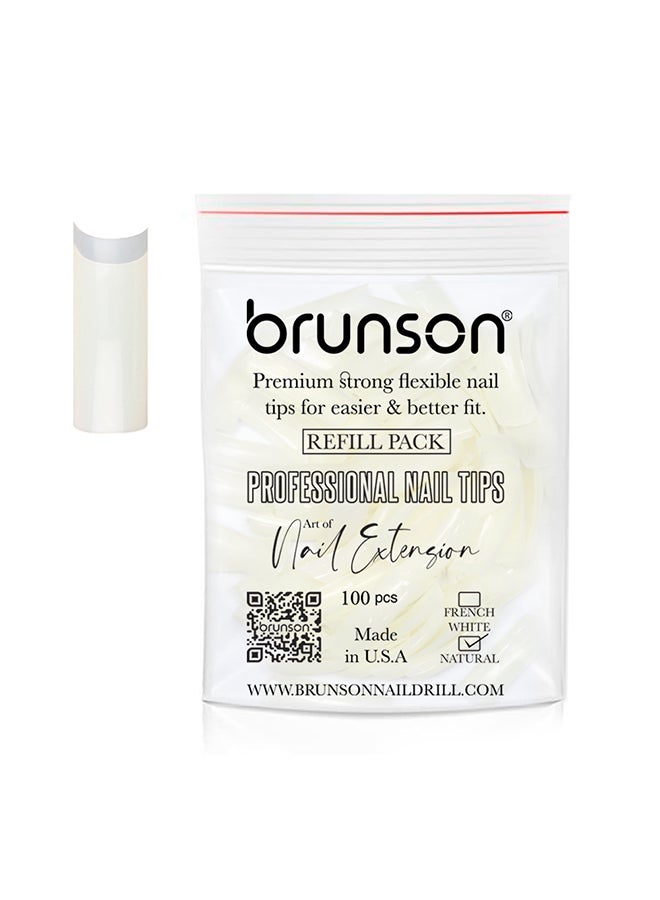 False Nail Tips Classic French White Refill Pack 100 Pieces - Size 4, CLFCW4