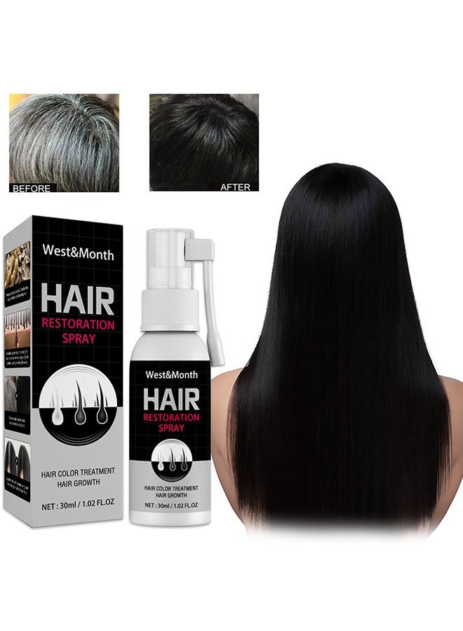 Hair Restoration Spray, Dark Anti Graying Hair Serum for Men and Women, Nutrient Natural Darkening, Promoting Healthier and Thicker Hair