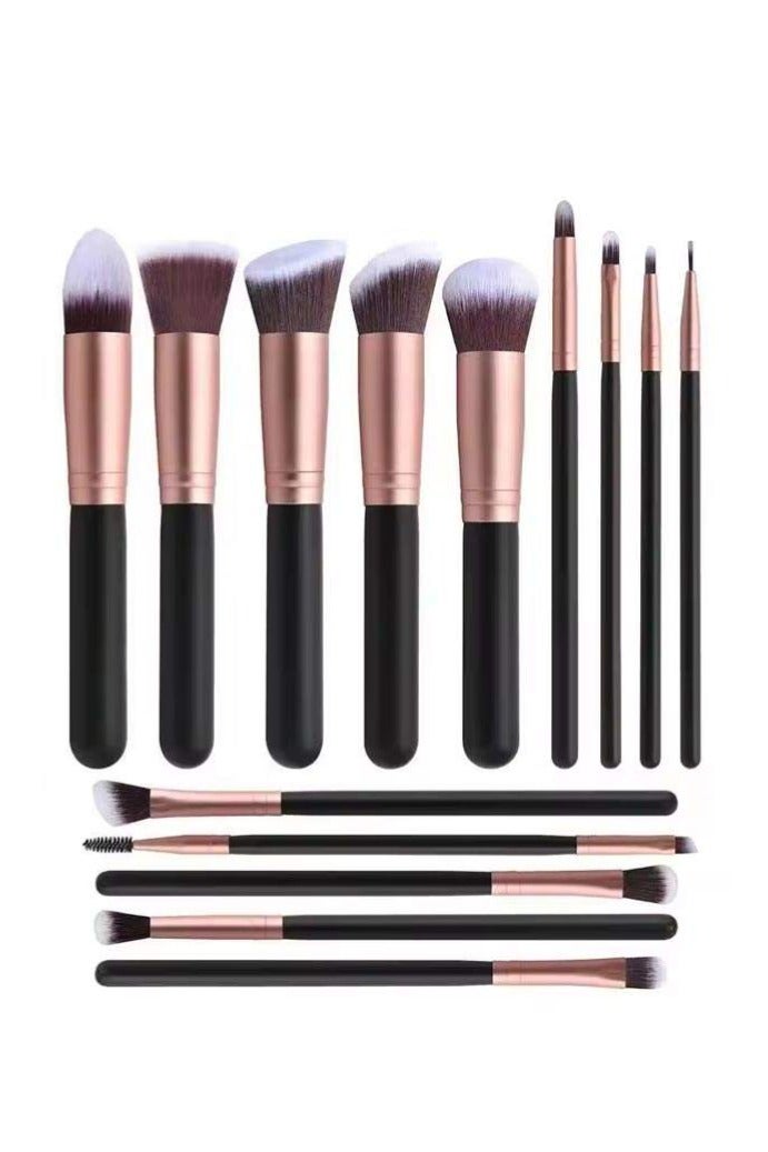 14-Piece Professional Makeup Brush Set – Rose Gold Brushes with Elegant Black Bag, Soft Bristles for Foundation, Eyeshadow, Blending & Contouring – Complete Makeup Accessories & Tools Kit