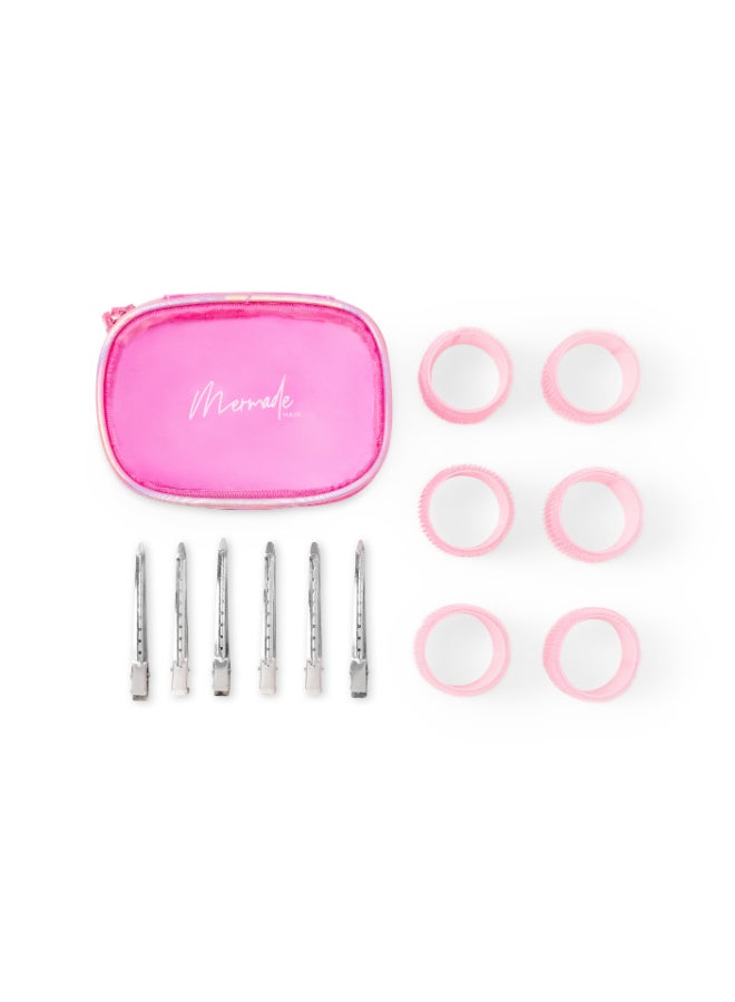 Medium Velcro Hair Roller Kit for Volume & Bounce - Includes 6 Self-Grip Rollers & 6 Securing Clips, Gentle Nylon Won't Pull Hair, Heat-Resistant (6-pack)
