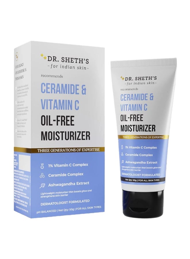Dr. Sheth's Ceramide & Vitamin C Oil-Free Moisturizer Lightweight, For All Skin Types, 50 g