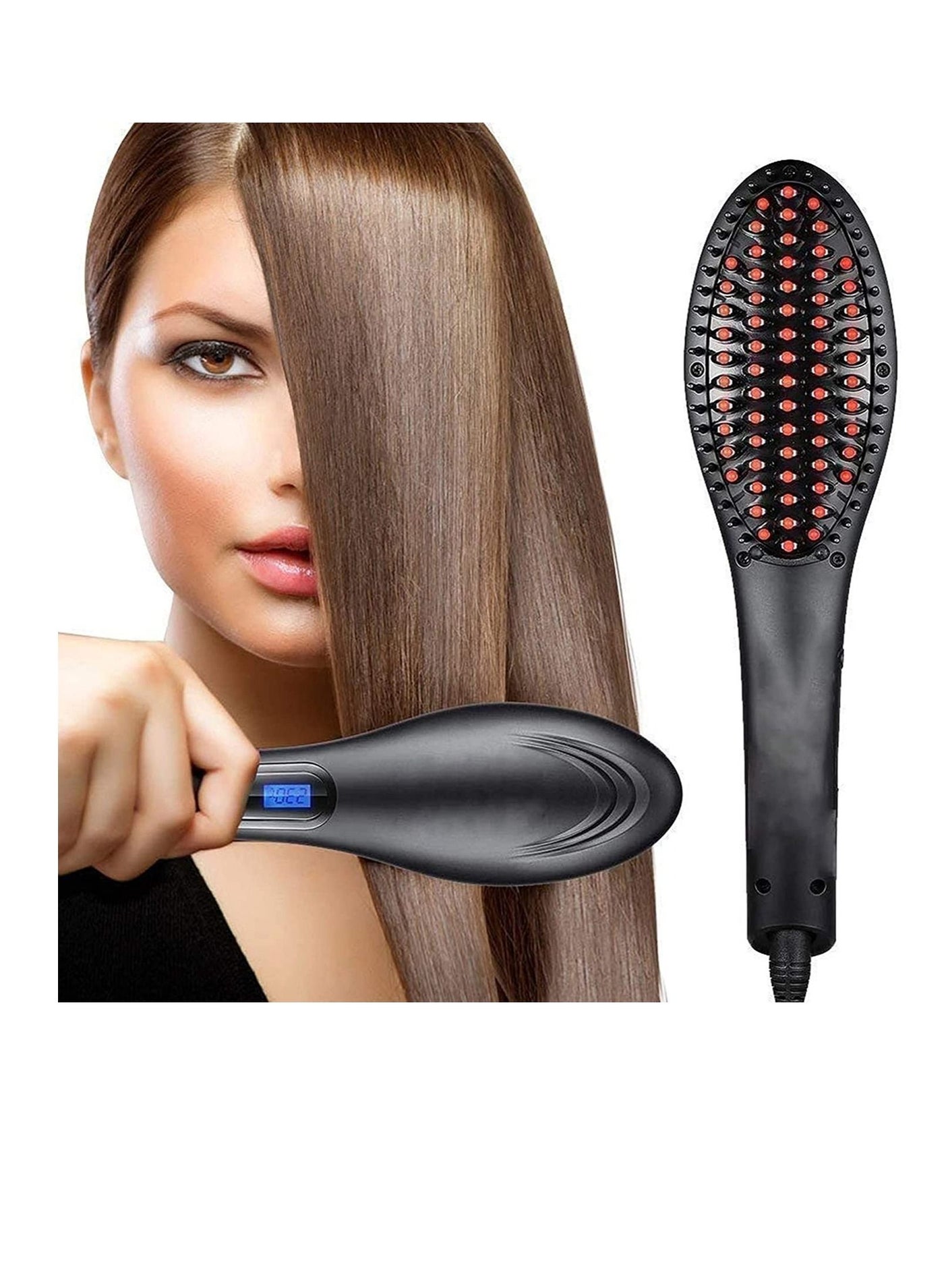 Simply Straightener Hair Brush, Straightening Machine, 3 in 1 Ceramic Fast Hair Straightener For Women's Hair Straightening Brush, Hair Straightener For Women, Black