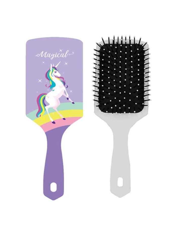 Unicorn Hair Brush, Girls Hair Brush Plastic Curly Comb with Air Cushion Anti Frizz Static Snag Tangle for Children Wet Dry Roll Hair Women and Girls, Set of 1, Random Colors