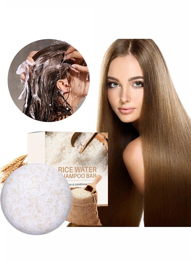 Rice Water Shampoo Bar -  Rice Water Solid Shampoo Bar for Hair Growth Rice Water protein Shampoo Bar for Strengthening Weak or Damaged Hair Thinning Hair & Hair Loss Soap 60g