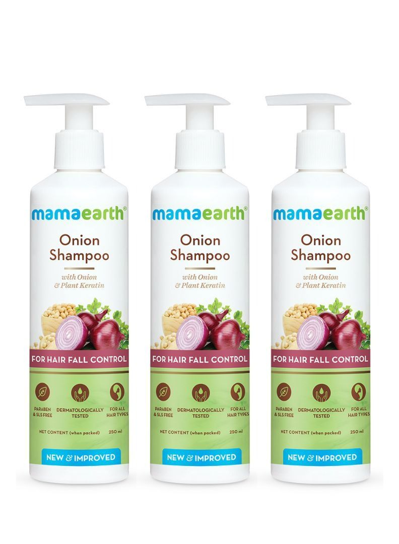 MAMAEARTH Onion Shampoo for Hair Growth and Hair Fall Control, 250 ml, Pack of 3