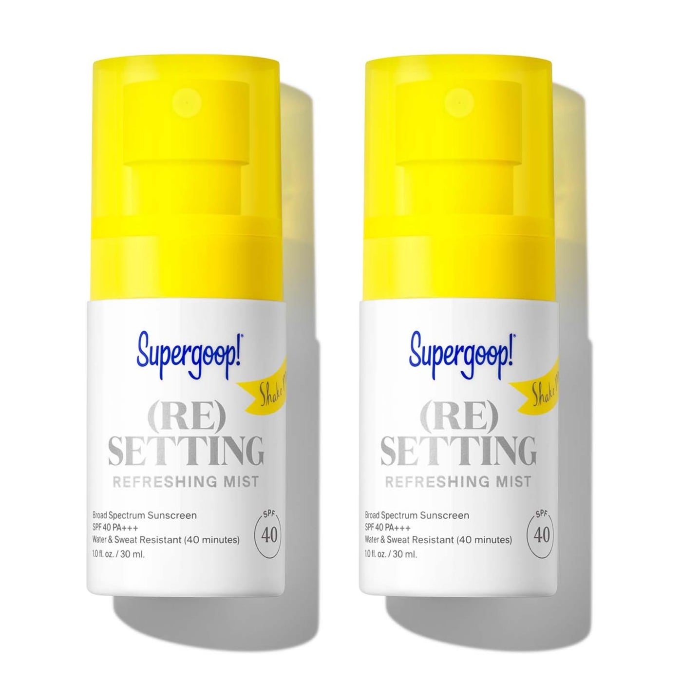 Supergoop! (Re setting Refreshing Mist - 1 fl oz, Pack of 2 - SPF 40 PA+++ Facial Mist - Sets Makeup, Refreshes UV Protection & Helps Filter Pollution - Light, Natural Scent