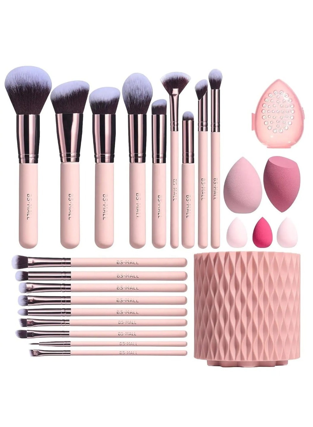 25 Pcs Face Makeup Tools Set, Makeup Brushes, Rotatable Brushes Holder, Makeup Sponge