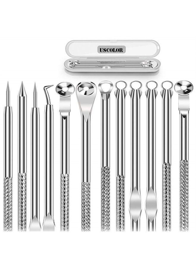 6PCS Dual Heads Blackhead Remover, Pimple Comedone Extractor, Acne Whitehead Blemish Removal Kit, Premium Stainless Steel, Risk Free for Face Skin, with Portable Box