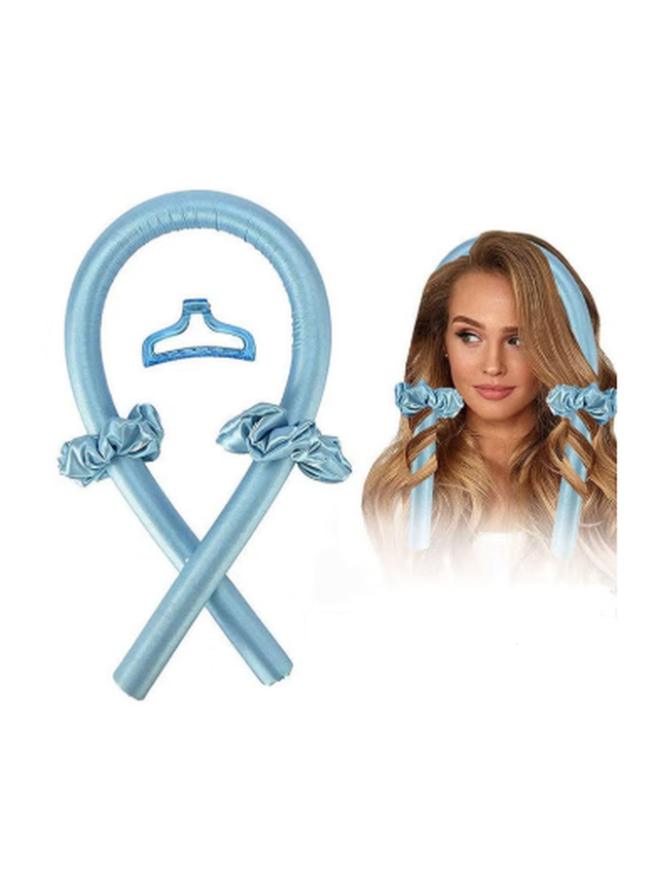 Heatless Curler Headband Set For Long Hair, Azure