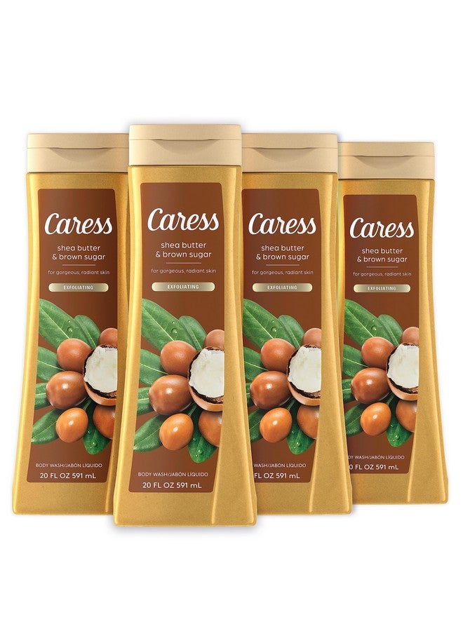 Body Wash Shea Butter & Brown Sugar For Gorgeous Radiant Skin Hydrating And Exfoliating Body Wash 20 Fl Oz Pack Of 4