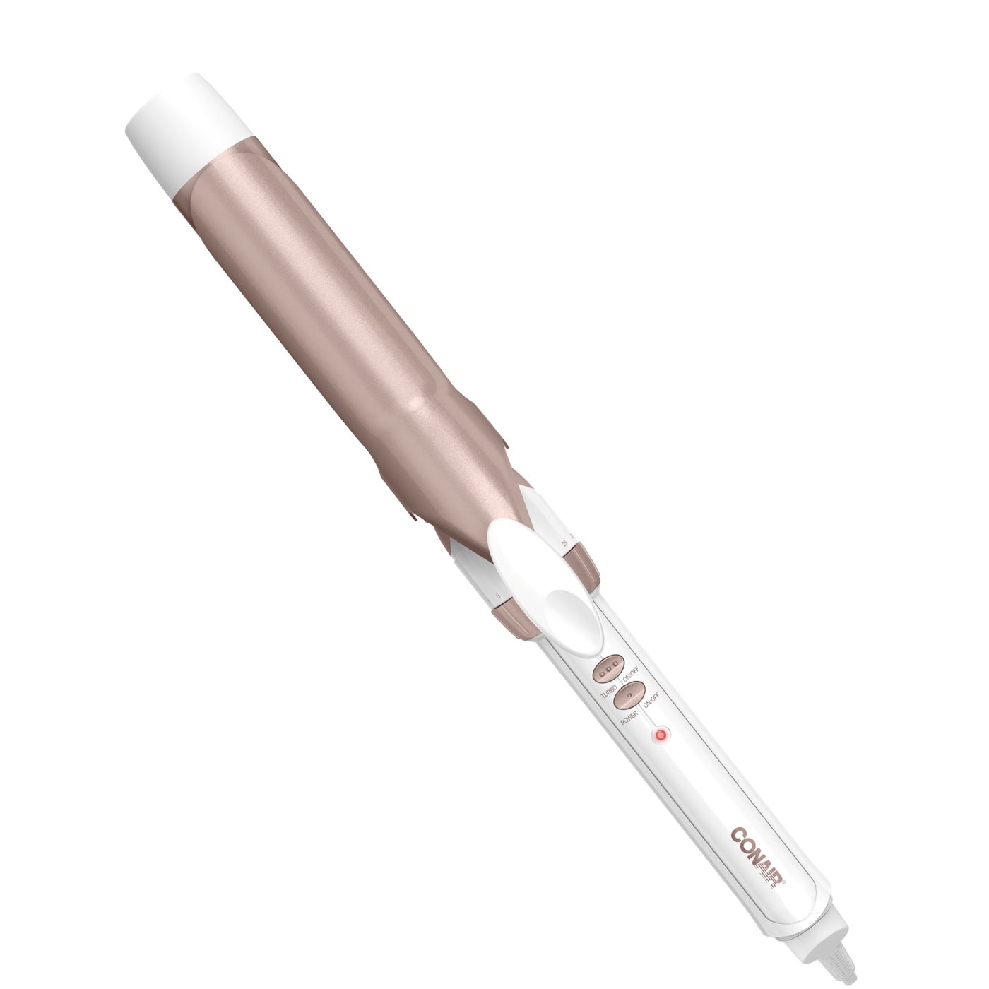 Conair Double Ceramic 1 Â¼-Inch Curling Iron, 1 Â¼-Inch Barrel Creates Loose Curls, Hair Curler for Use on Medium & Long Hair, White/Rose Gold