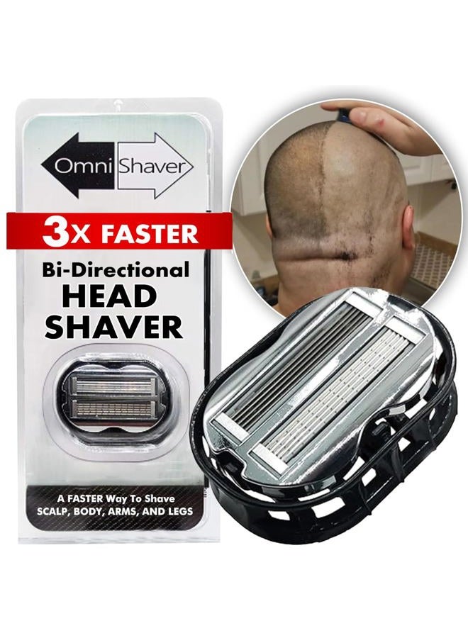 Premium Omnishaver Bi-Directional Shavers for Men & Women | 3x Faster Than Disposable Razors | Smooth, and Safe | Self-Cleaning, Self-Sharpening Razor Blades for Shaving Head, Legs, Arms, Body (Black)