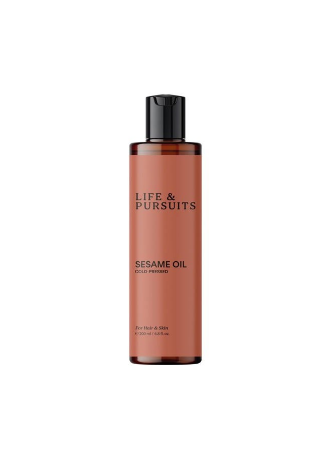 100% Cold-Pressed Unrefined Sesame Oil - Nourishing Oil for Hair and Skin, Promotes Radiance, Moisture, and Healthy Growth for Men & Women (6.76 Fl Oz)