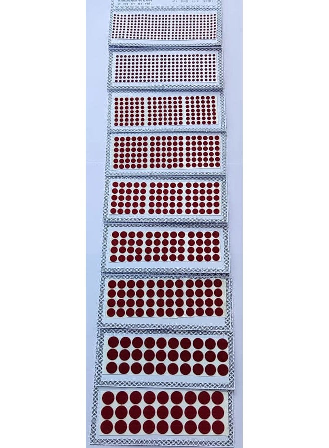Deep Red Maroon Velvet Cards Dot Indian Bindi for women Tattoo Stickers Adhesive Body Jewelry Round Bindi Bridal Forehead Decor/Belly Decor 9 Different Sizes Dark Red Maroon