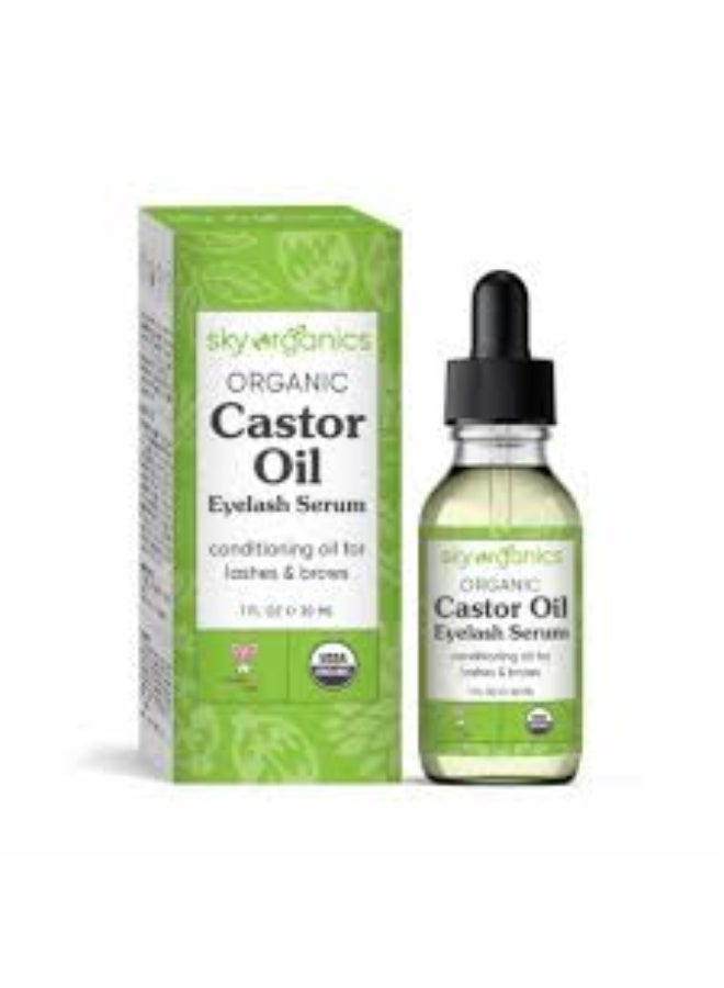 Organic Castor Oil Eyelash Serum (30ml) 100% Pure Cold Pressed Pure Castor Oil – Dry Skin Hair Growth Eyelashes & Eyebrows growth – Caster Oil Lash Enhancer with Mascara Brushes