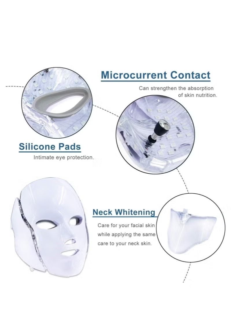 Beauty LED Light Facial Mask – 7-Color Skin Rejuvenation & Anti-Acne Treatment Device, Professional At-Home Facial Therapy for Acne, Wrinkles, Fine Lines & Skin Brightening – Portable, Safe & Comfortable LED Face Mask