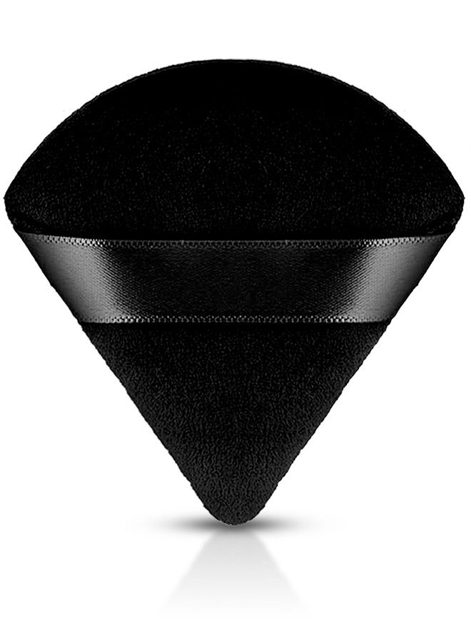 Triangle Makeup Powder Puff Soft Cosmetic Sponge Reusable Makeup Powder Sponge with Strap for Loose Powder Foundation Eyes Corners Wet Dry Makeup (Black)