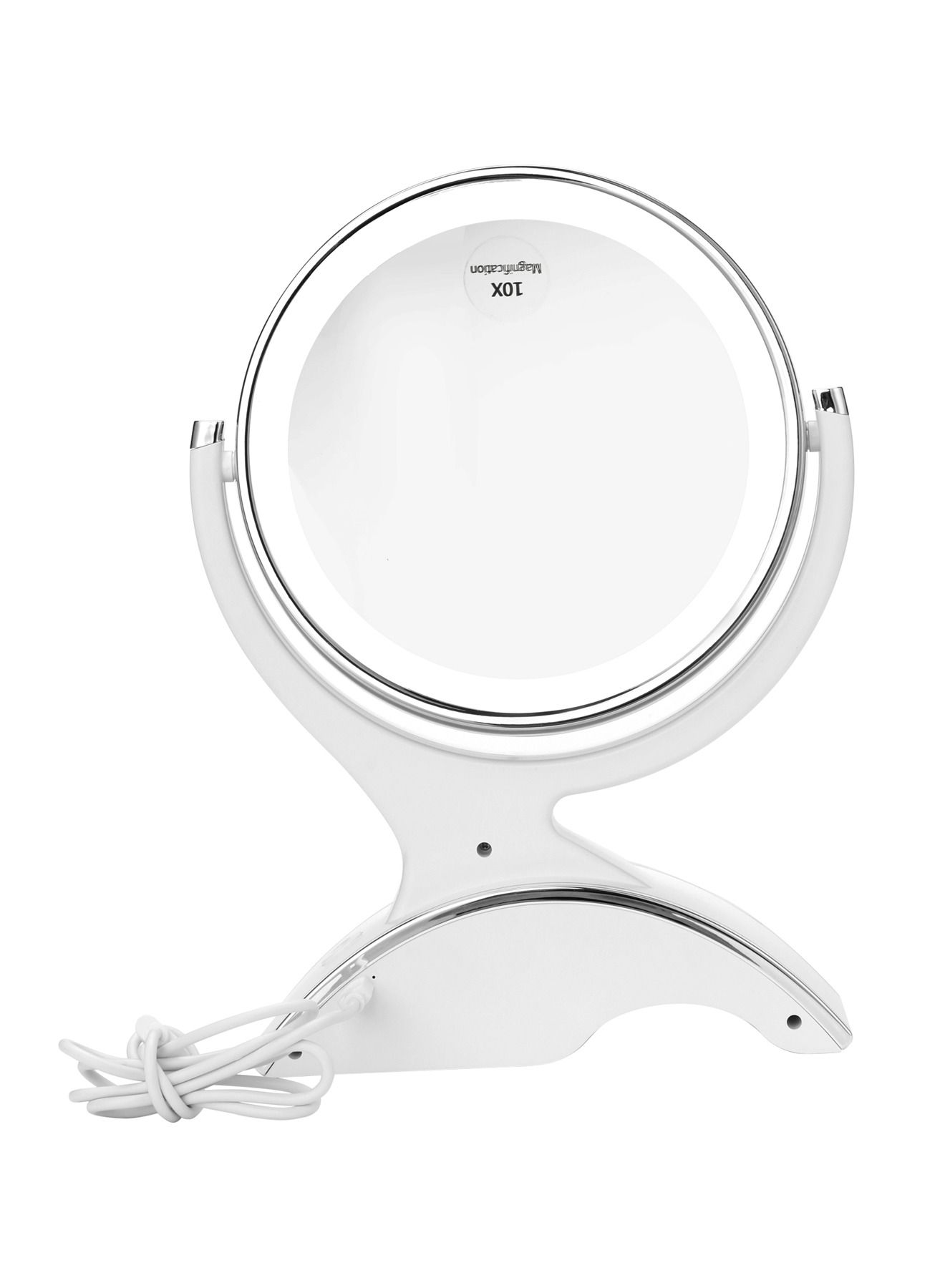 Magnifying Makeup Mirror with Light-1x/10x Rechargeable Lighted Mirror with Magnification  Double Sided 360 Degree Vanity Mirror,Dual Power.(White)