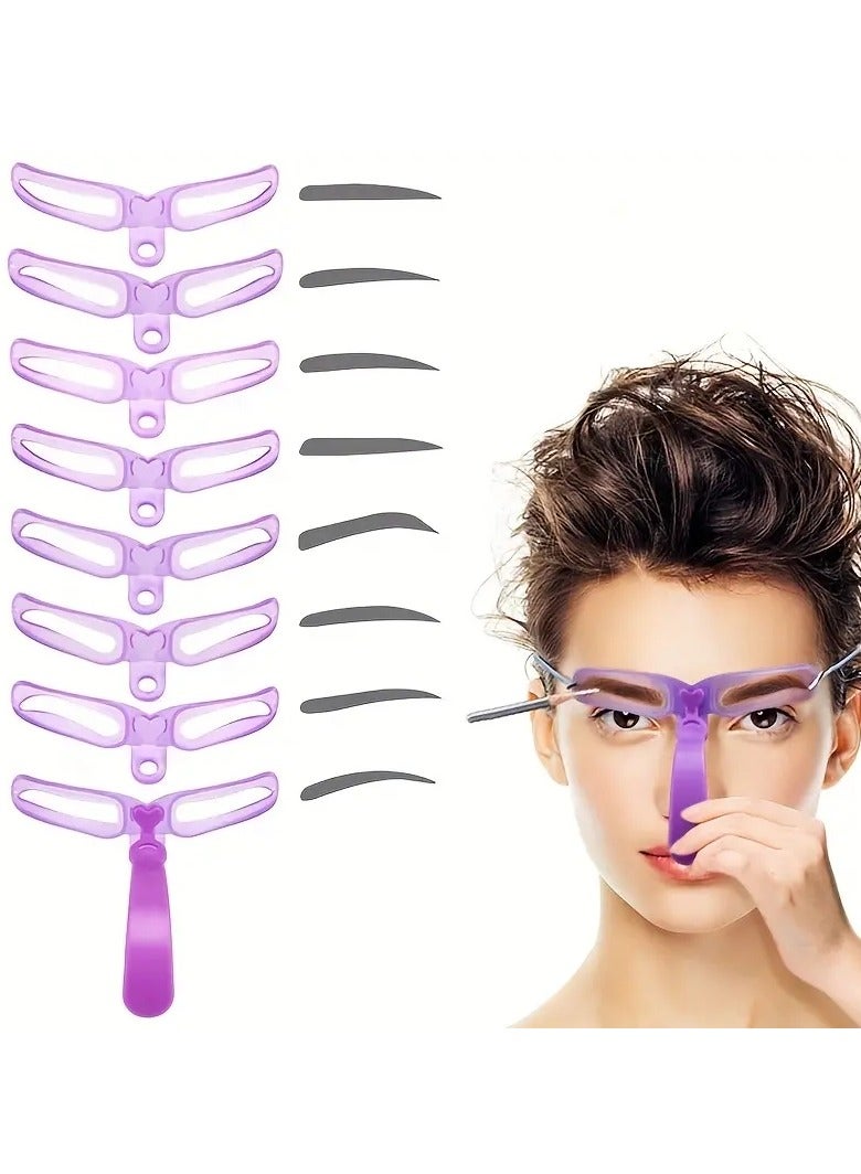 8 PCS Eyebrow Stencils Eyebrow Kit Eyebrow Template 8 styles Reusable Eyebrow Stencil With Handle