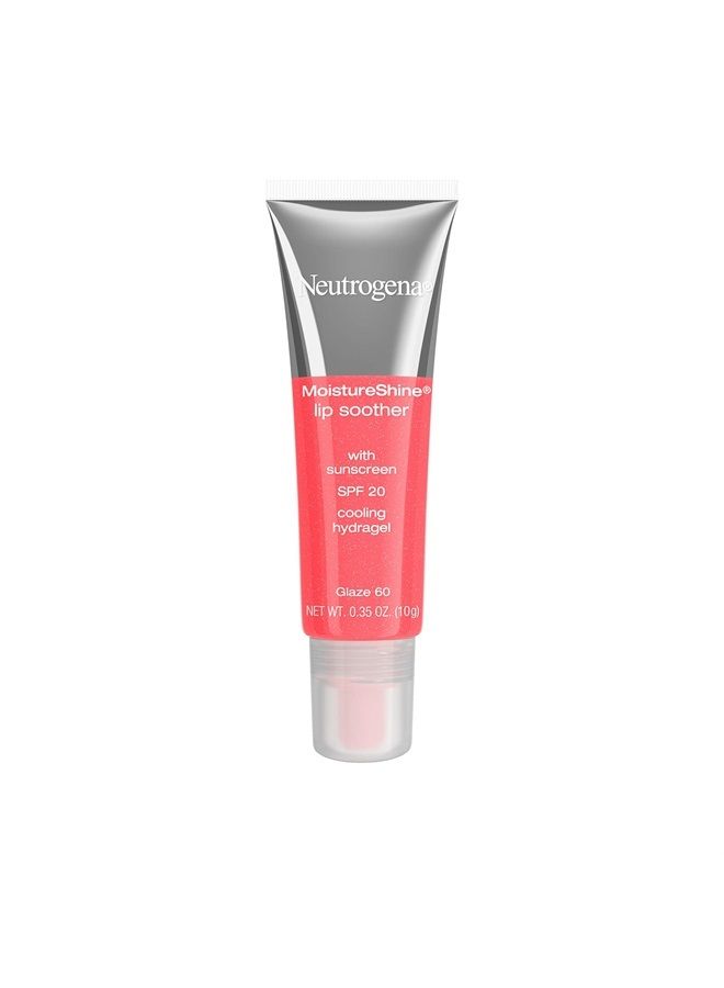 MoistureShine Lip Soother Gloss with SPF 20 Sun Protection, High Gloss Tinted Lip Moisturizer with Hydrating Glycerin and Soothing Cucumber for Dry Lips, Glaze 60,.35 oz