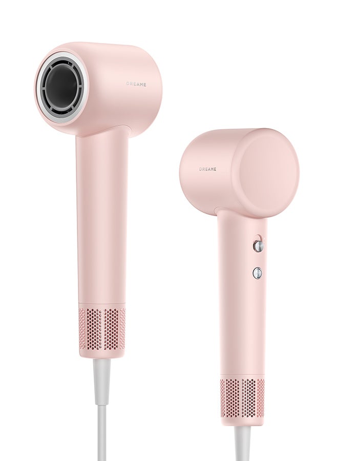 Dreame Hair Gleam Hair Dryer, Fast High Speed Motor with 110,000 rpm, 65 m/s Airflow, 330 g, 200 Million Negative Ions, Temperature and Air Flow Control, AHD12A-PINK
